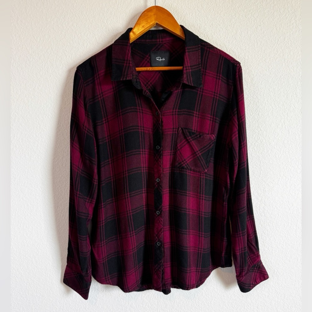 Rails Women's Cranberry Ash Hunter Plaid Button Down Top Size Large